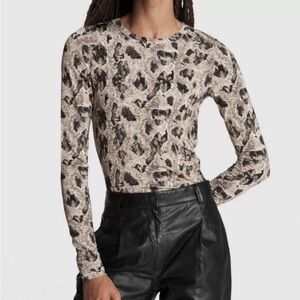Rag & Bone Sabeen Snakeskin Modal Stretch Jersey Top Long Sleeve Tee Sz S